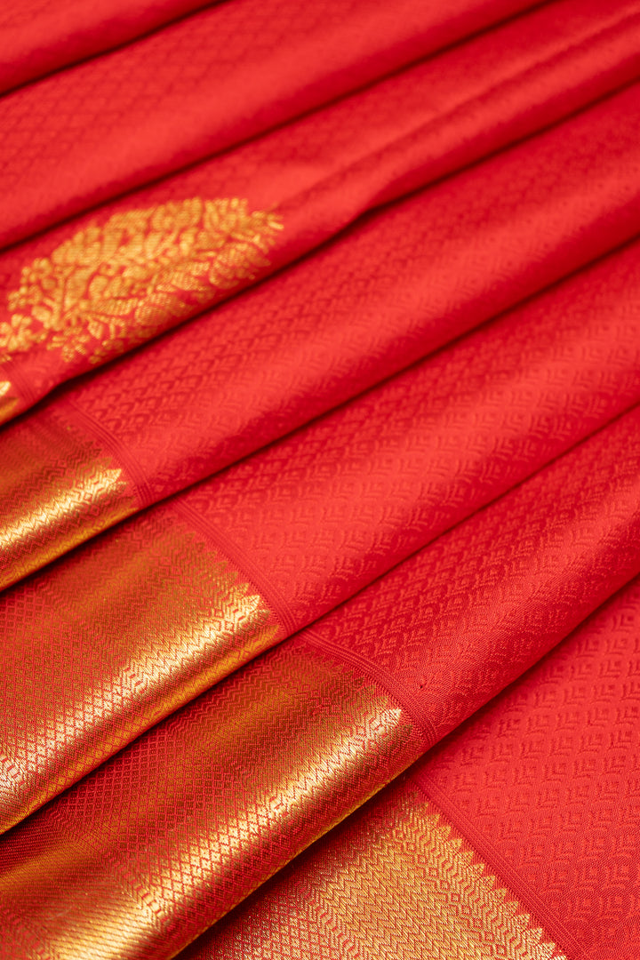 Red Thread Jacquard Kanchipuram Silk Saree - Clio Silks