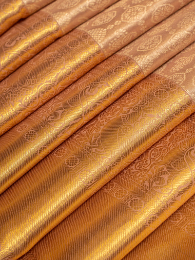 Peach and gold pure tissue Kanchipuram silk saree