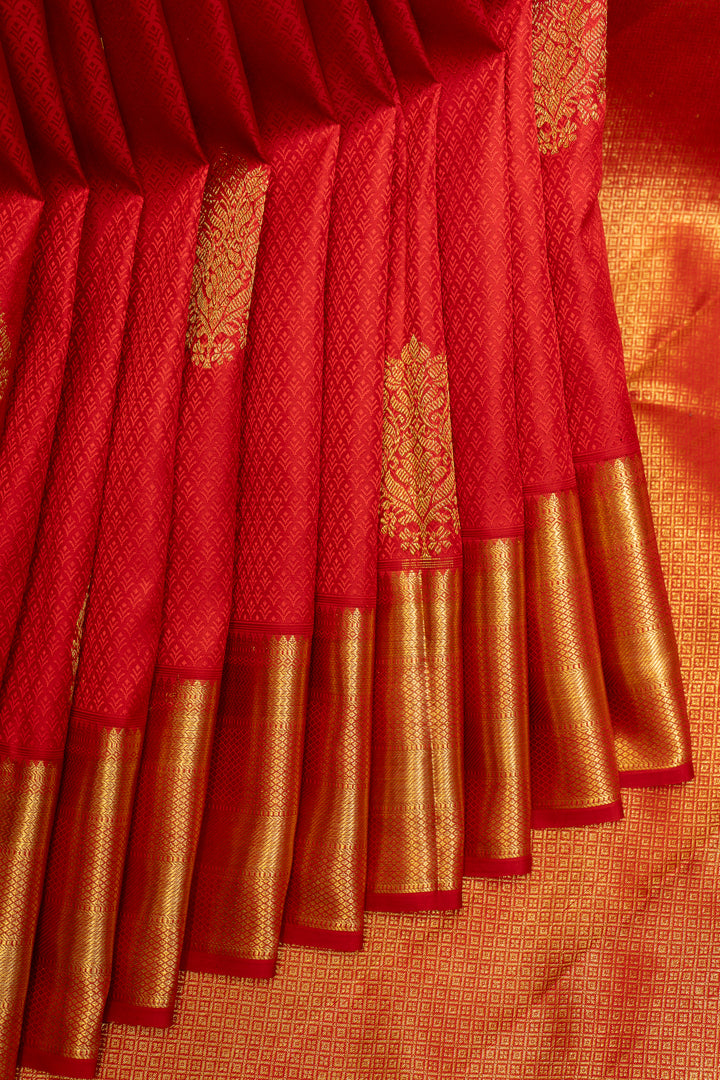 Red Thread Jacquard Kanchipuram Silk Saree - Clio Silks
