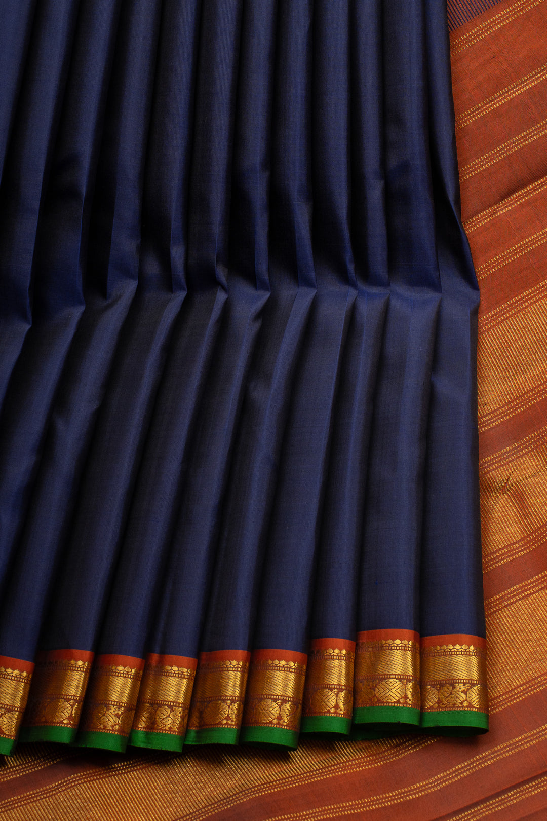 Navy Blue Small Border Pure Kanchipuram Silk Saree