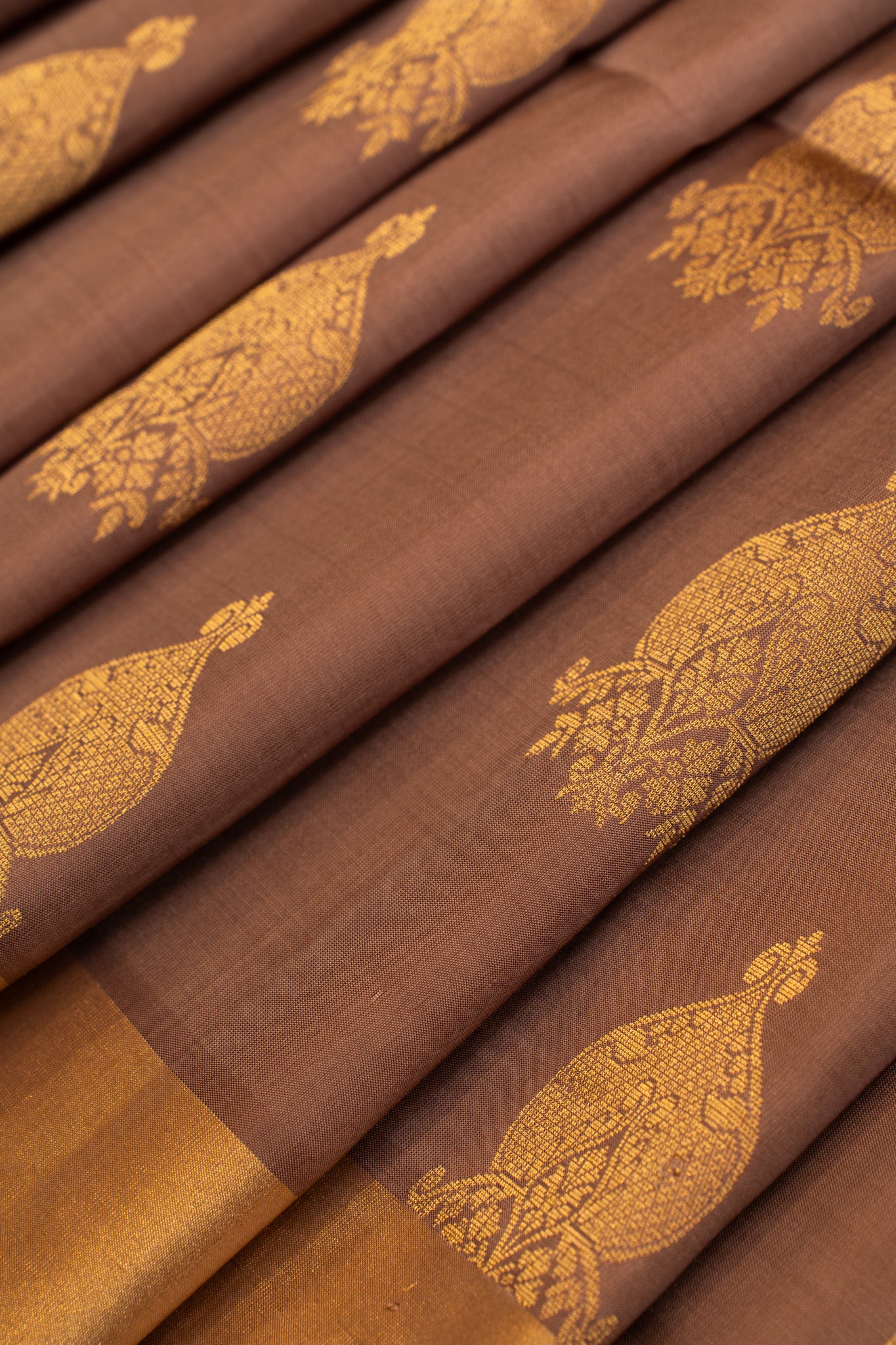 Brown and peach pure soft silk sarees