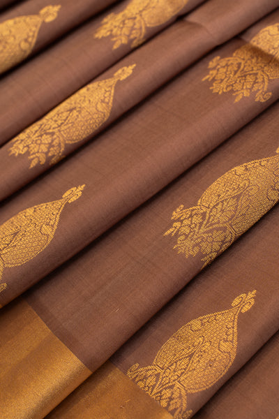 Brown and peach pure soft silk sarees