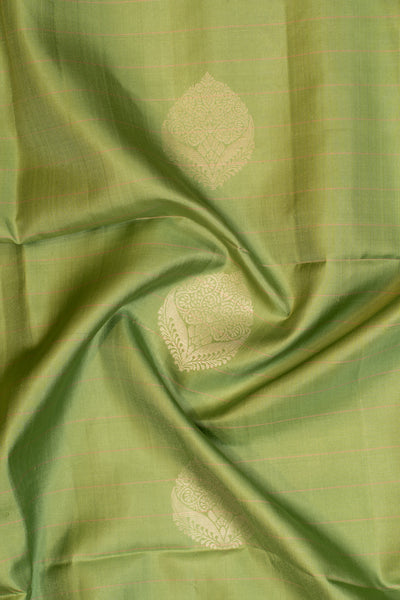 Mint green and beige pure soft silk saree