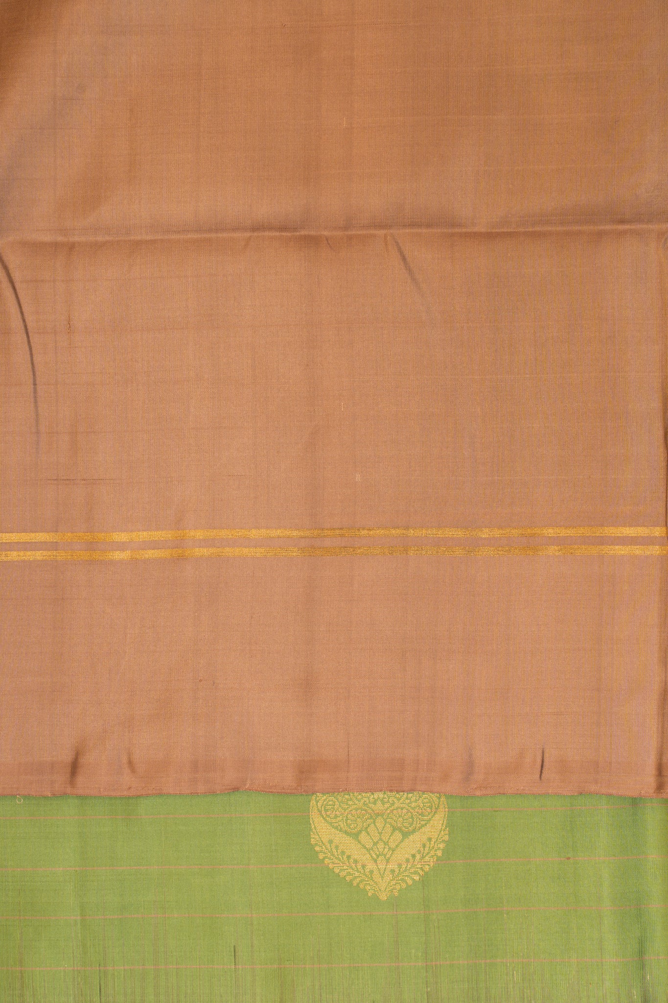 Mint green and beige pure soft silk saree