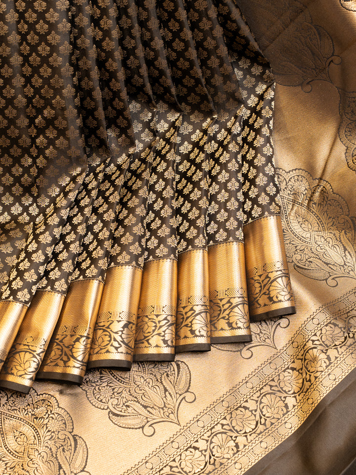 Black Brocade Pure Kanchipuram Silk Saree