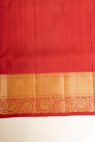 Pearl white and maroon Laksha butta pure Kanchipuram silk saree