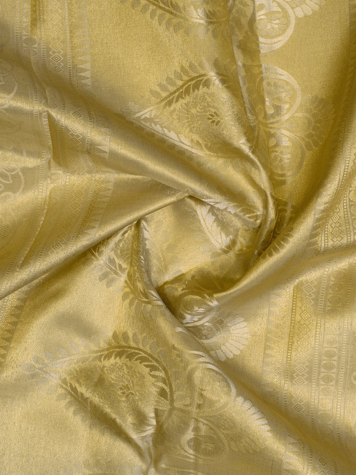 Beige Gold Zari Brocade Pure Kanchipuram Silk Saree