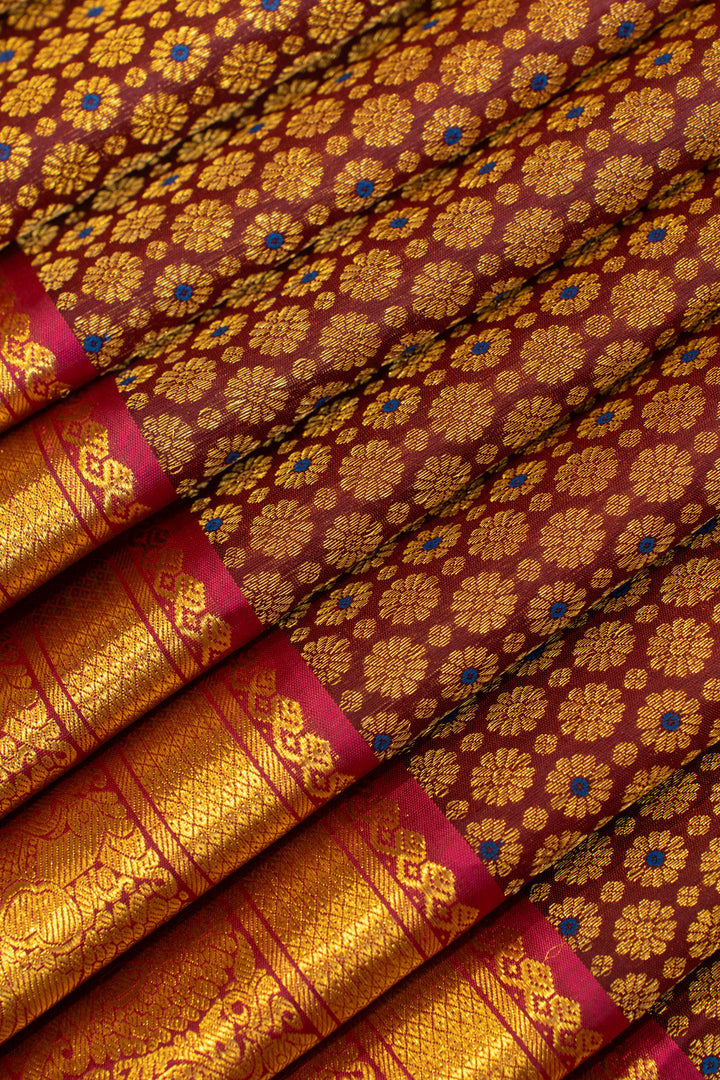 Jamun and magenta minakari zari brocade pure Kanchipuram silk saree