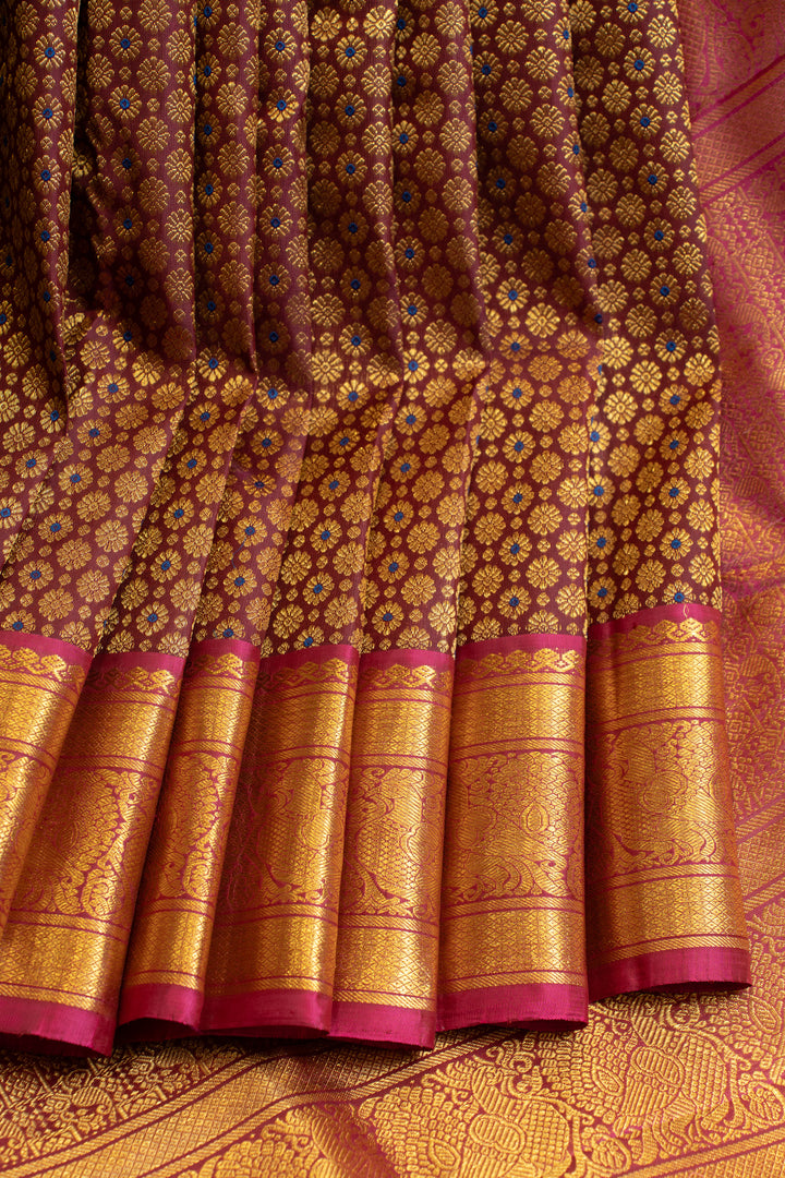 Jamun and magenta minakari zari brocade pure Kanchipuram silk saree
