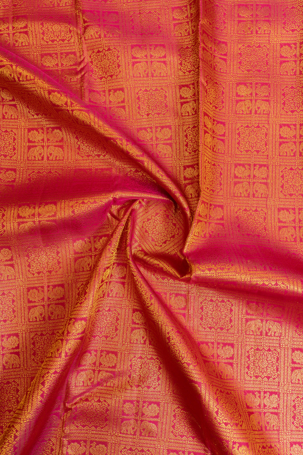 Reddish pink brocade pure Kanchipuram Silk saree