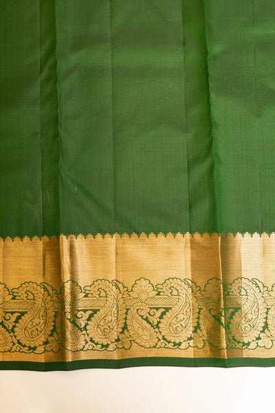 Bottle green brocade pure Kanchipuram silk saree