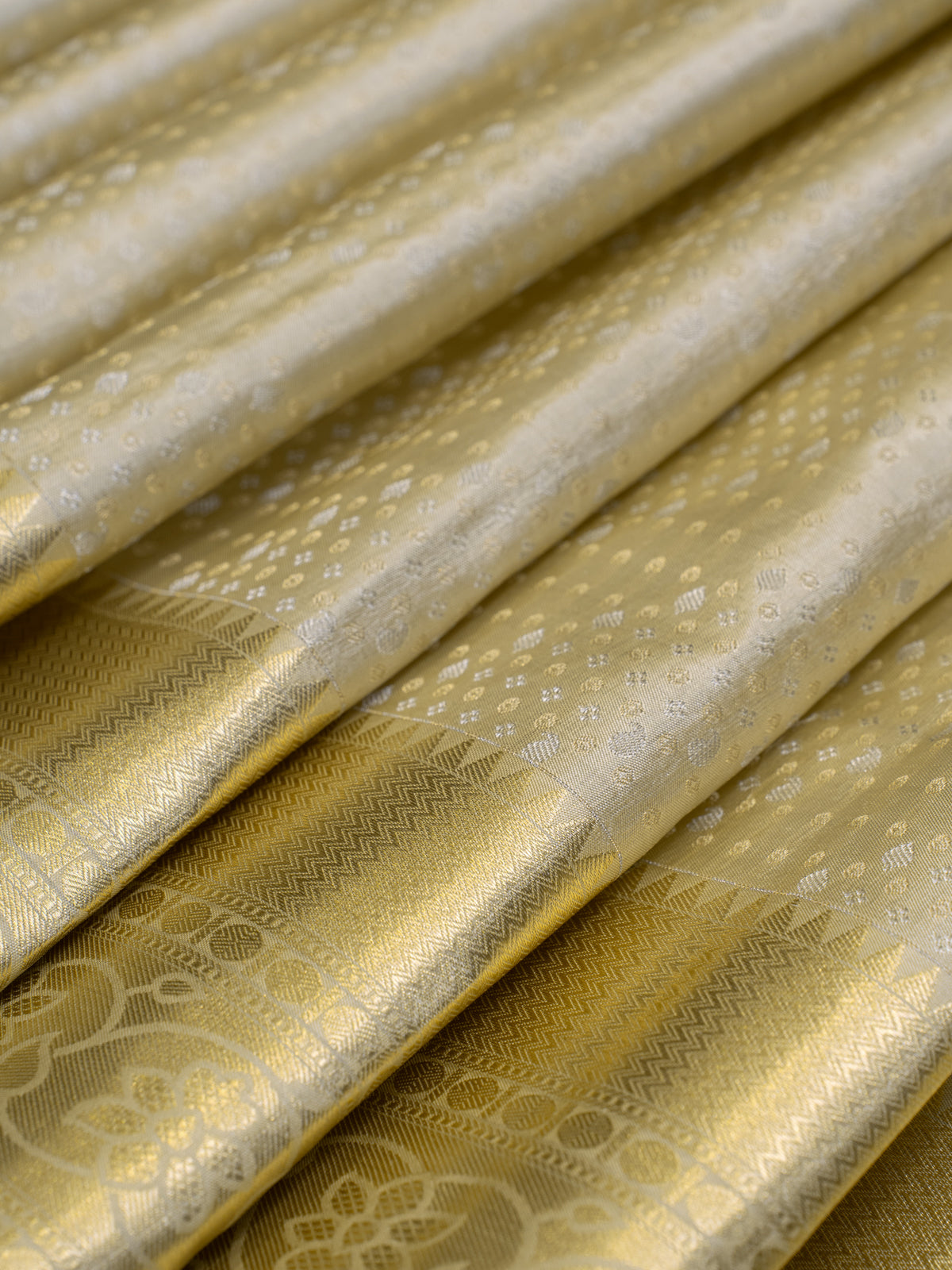 Beige Gold Zari Brocade Pure Kanchipuram Silk Saree