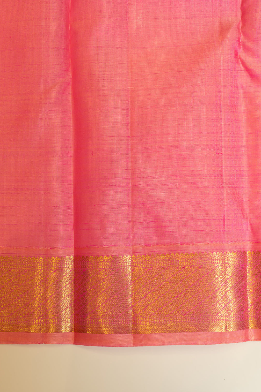 Red and pink small border pure Kanchipuram silk saree