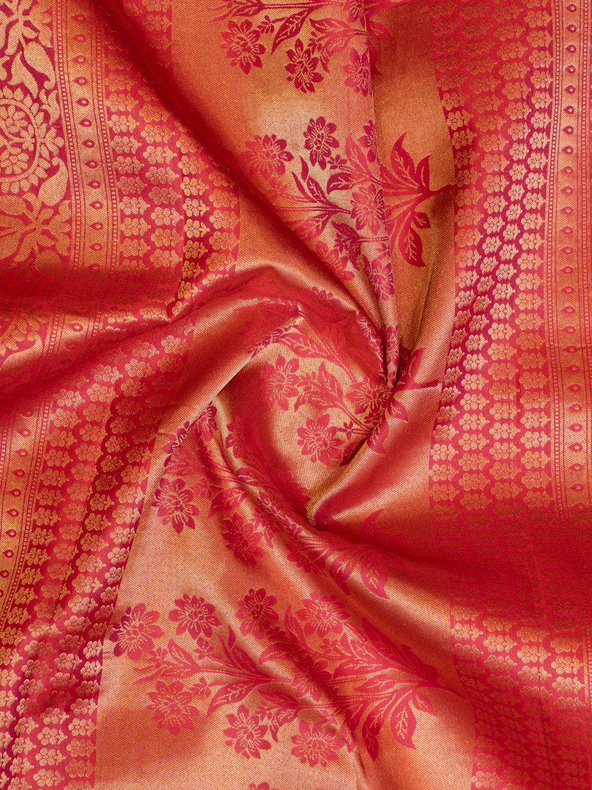 Red Shot Colour Zari Brocade Pure Kanchipuram Silk Saree