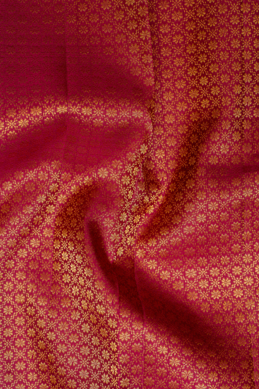 Champagne Cream and Pink Pure Kanchipuram Silk Saree - Clio Silks