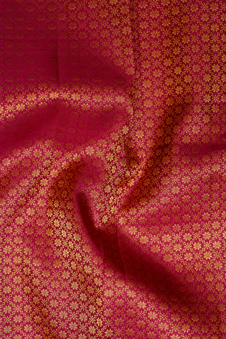 Champagne Cream and Pink Pure Kanchipuram Silk Saree - Clio Silks