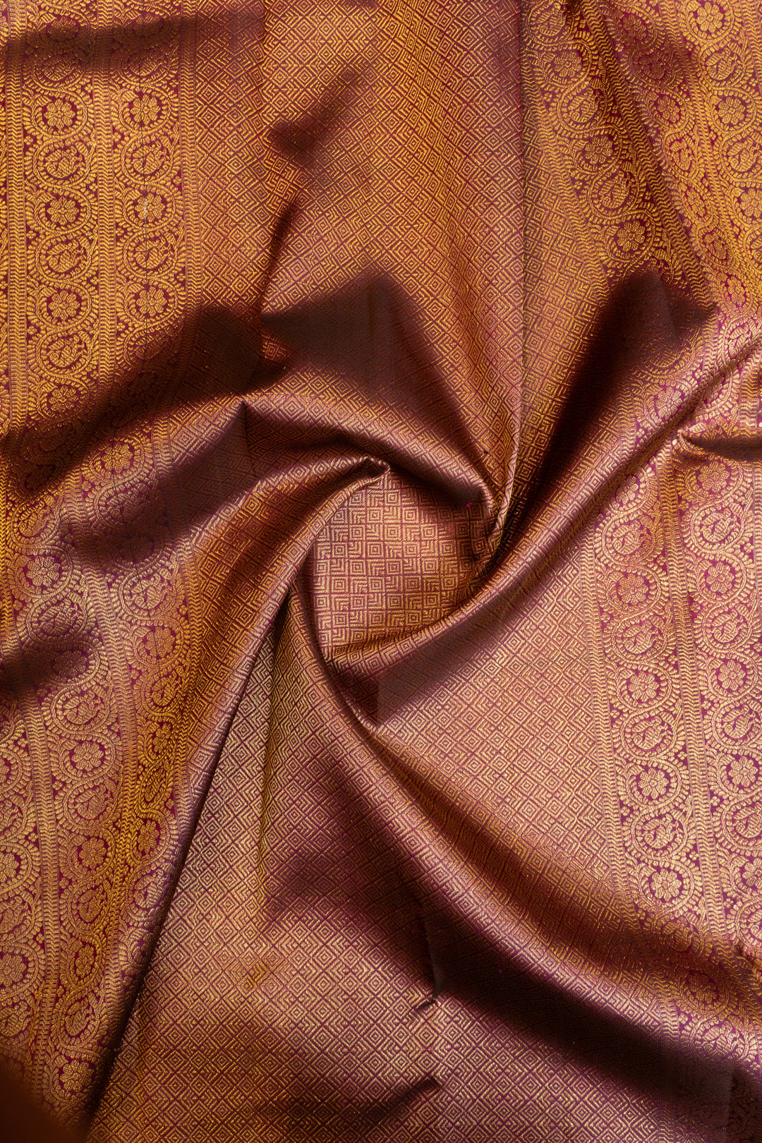 Magenta purple small border pure Kanchipuram silk saree