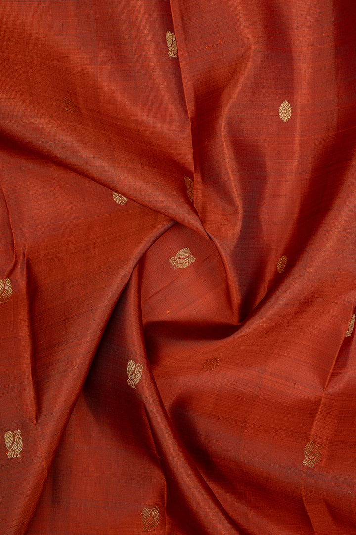 Rust Orange Traditional Pure Kanchipuram Silk Saree