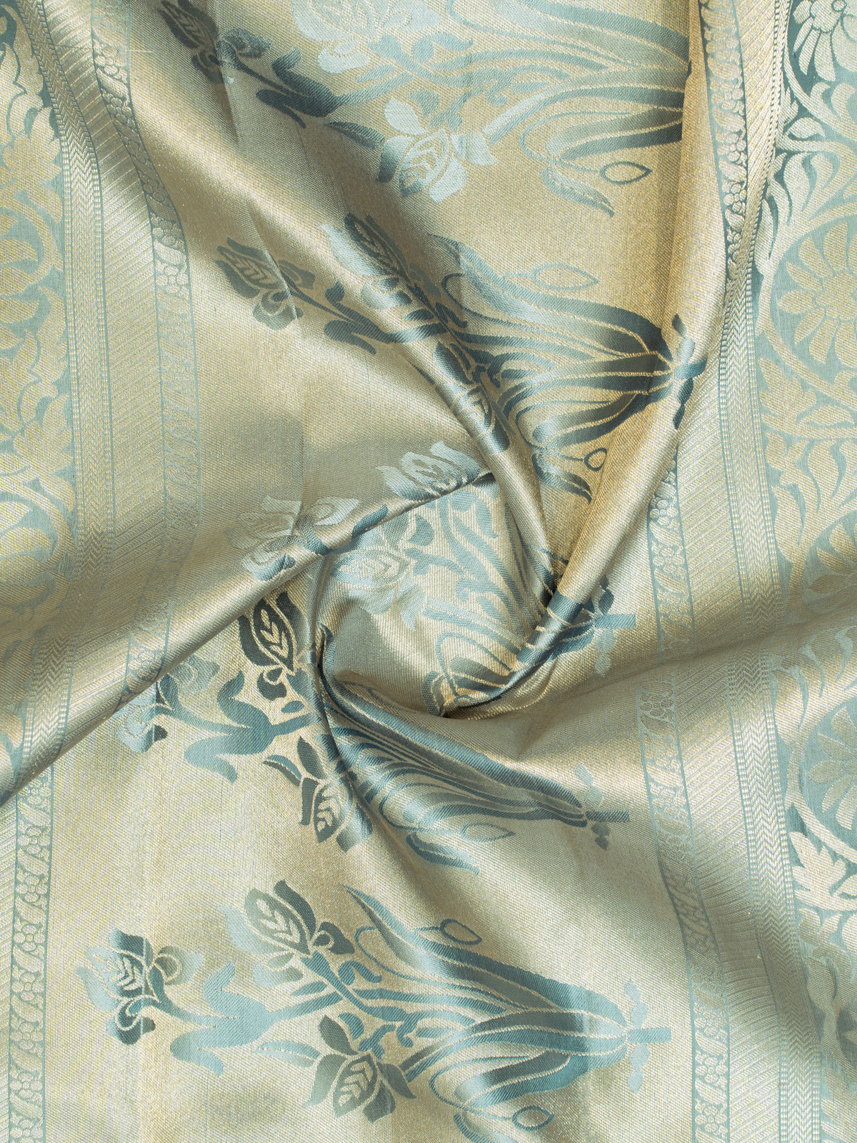 Bluish Grey Thilakam Brocade Pure Kanchipuram Silk Saree