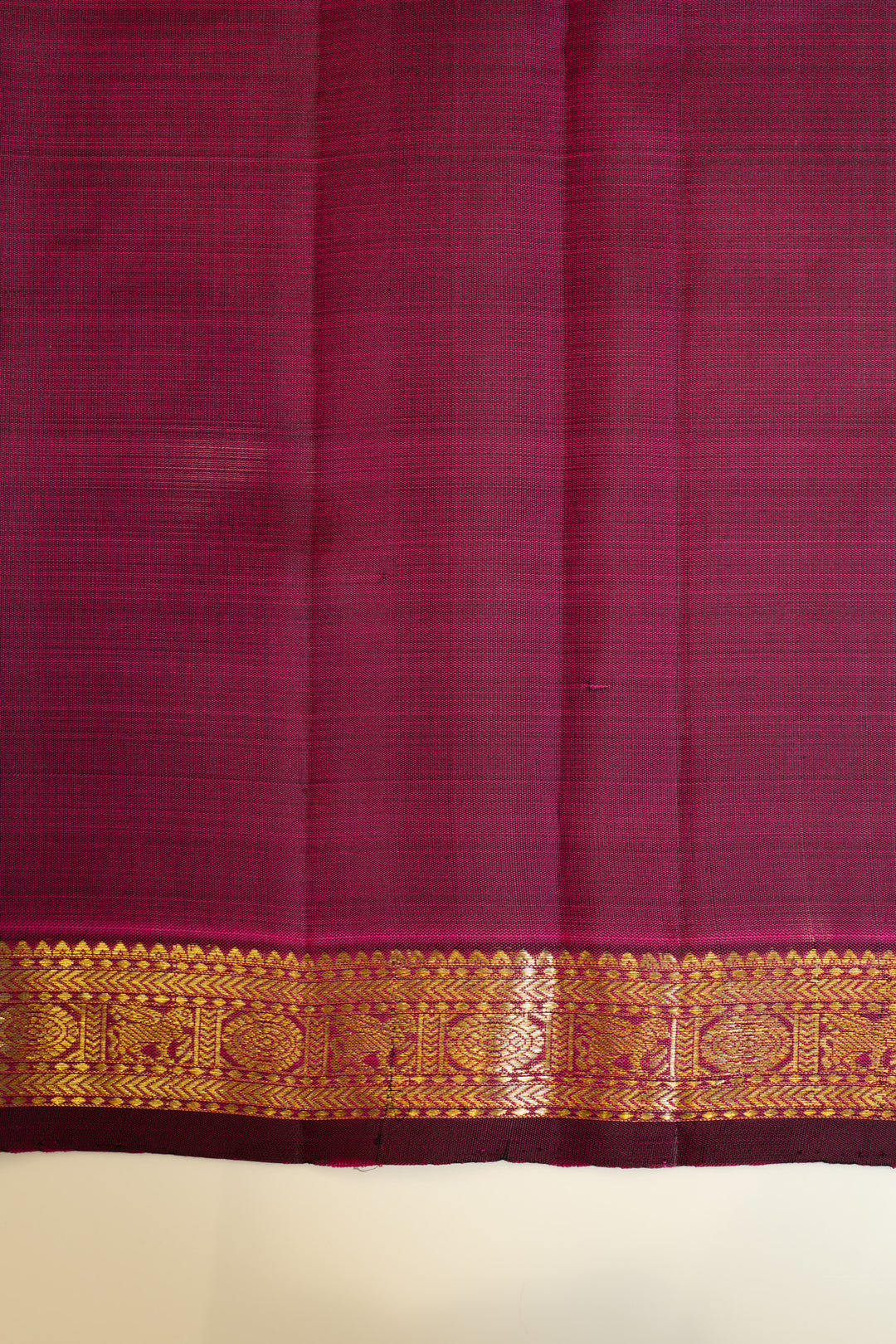 Magenta purple small border pure Kanchipuram silk saree