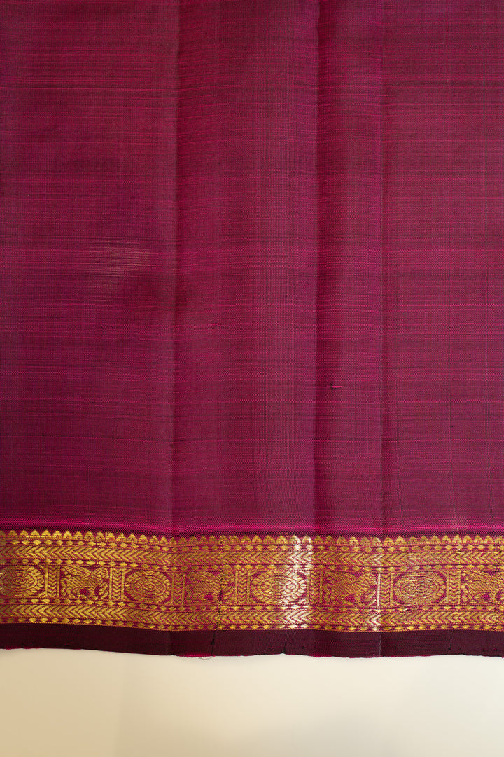 Magenta purple small border pure Kanchipuram silk saree