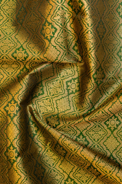 Forest green thilakam brocade pure Kanchipuram silk saree