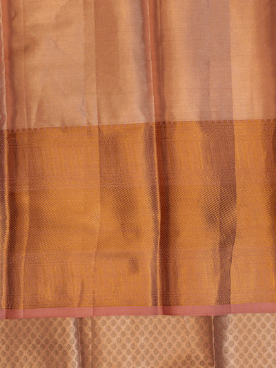 Peach jacquard pure brocade Kanchipuram silk saree