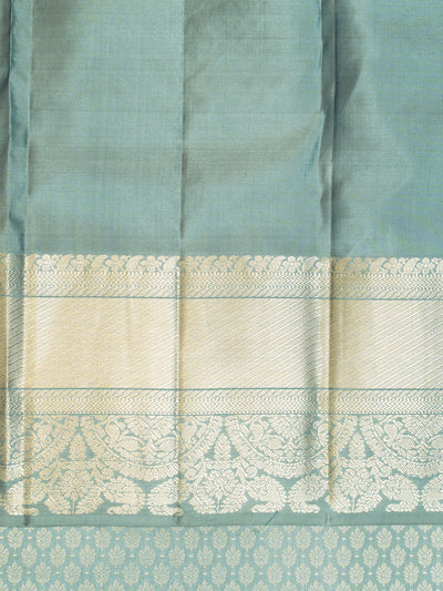 Bluish Grey Thilakam Brocade Pure Kanchipuram Silk Saree