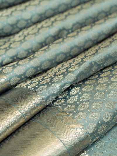 Bluish Grey Thilakam Brocade Pure Kanchipuram Silk Saree