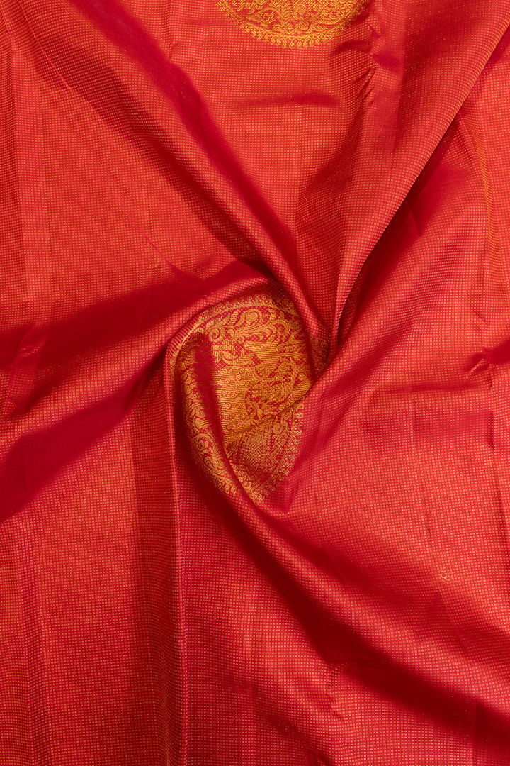 Reddish pink vairaoosi pure Kanchipuram silk saree