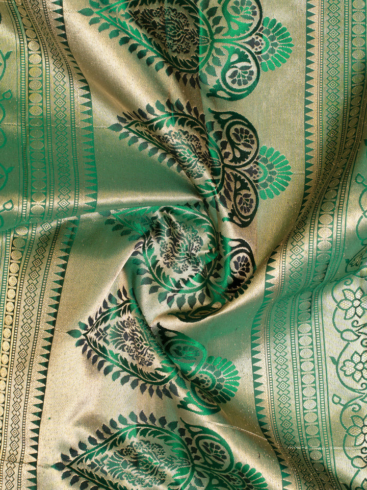 Bottle Green Brocade Pure Kanchipuram Silk Saree