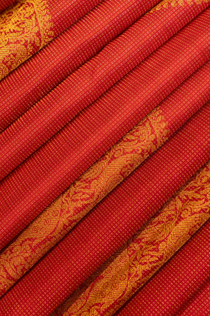 Reddish pink vairaoosi pure Kanchipuram silk saree