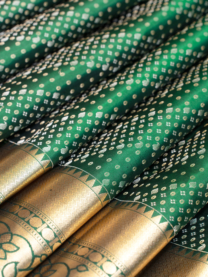 Bottle Green Brocade Pure Kanchipuram Silk Saree