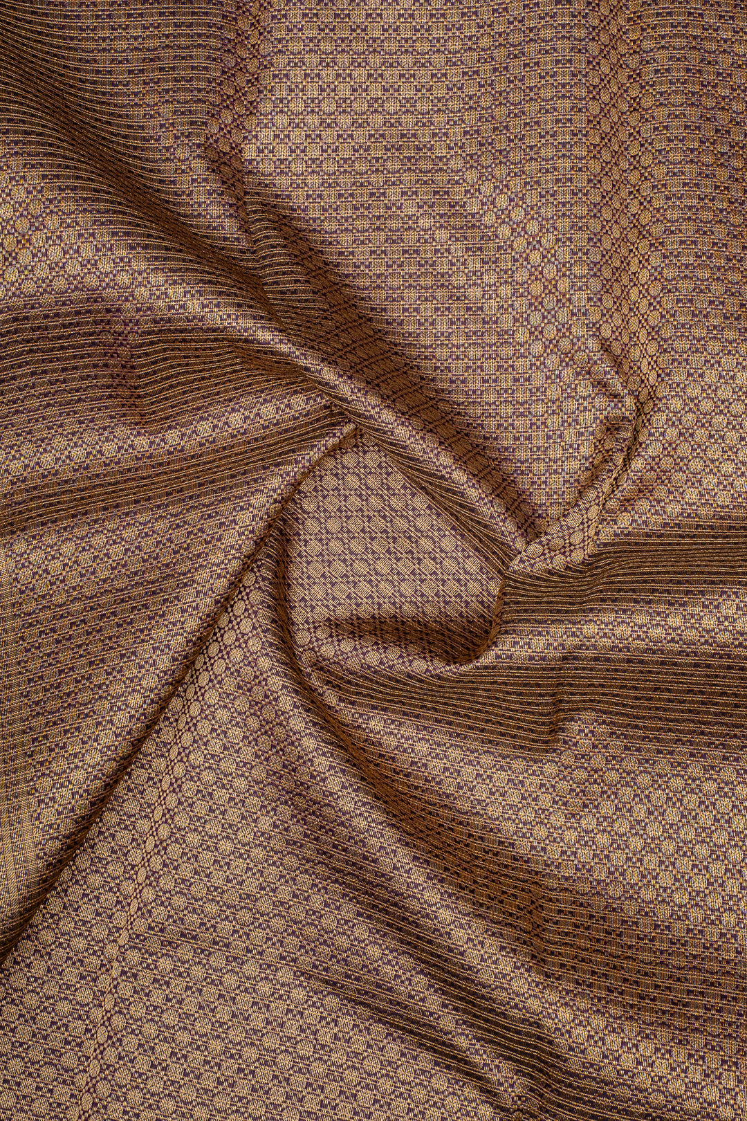Aubergine Zari Checks Pure Kanchipuram Silk Saree