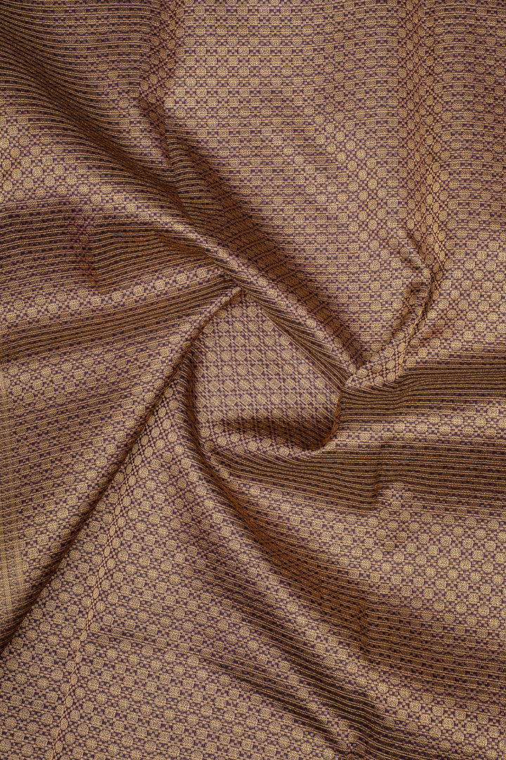 Aubergine Zari Checks Pure Kanchipuram Silk Saree