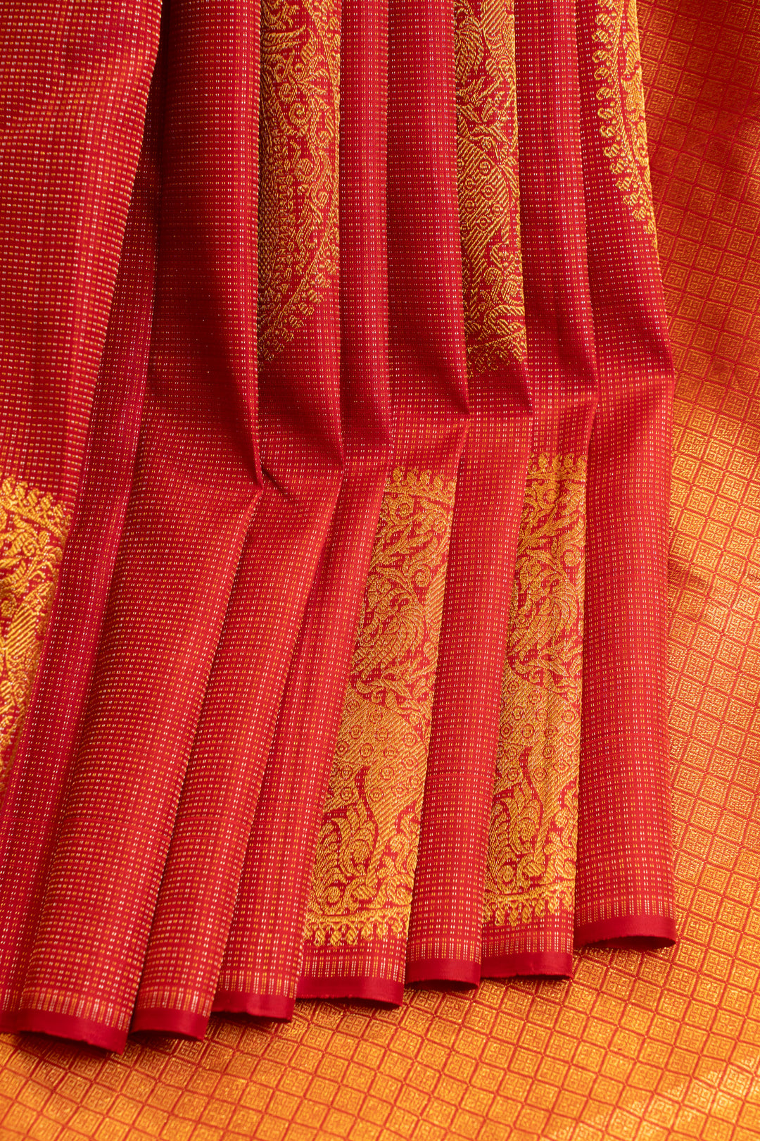 Reddish pink vairaoosi pure Kanchipuram silk saree