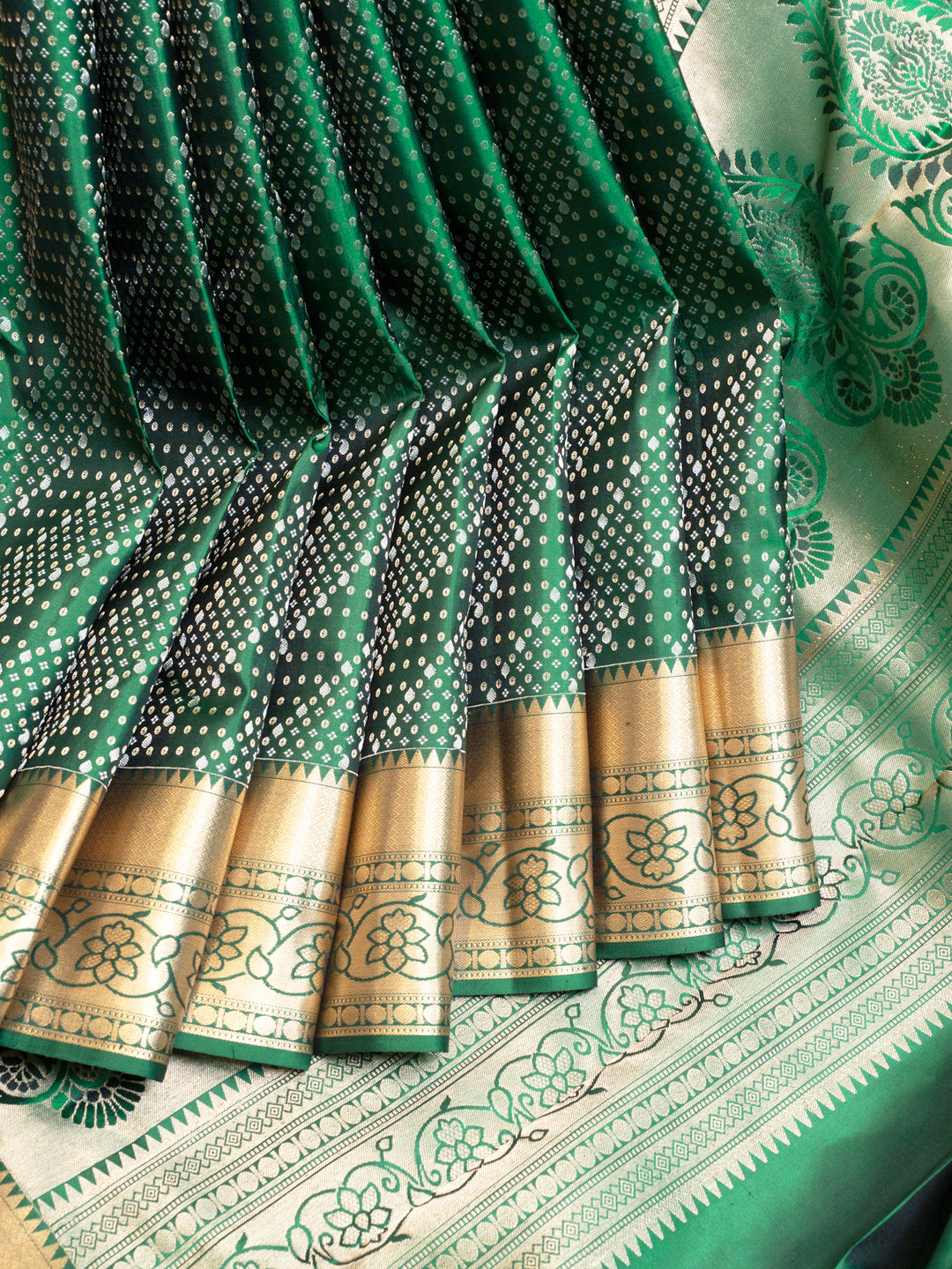 Bottle Green Brocade Pure Kanchipuram Silk Saree