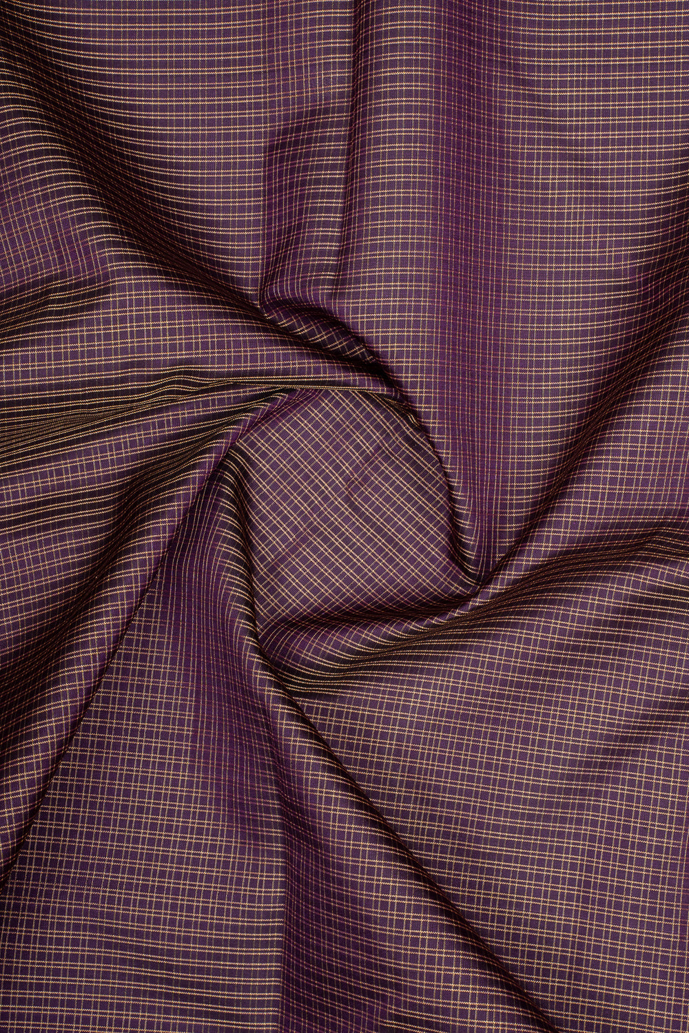 Aubergine Zari Checks Pure Kanchipuram Silk Saree