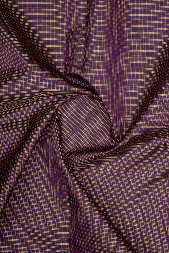 Aubergine Zari Checks Pure Kanchipuram Silk Saree