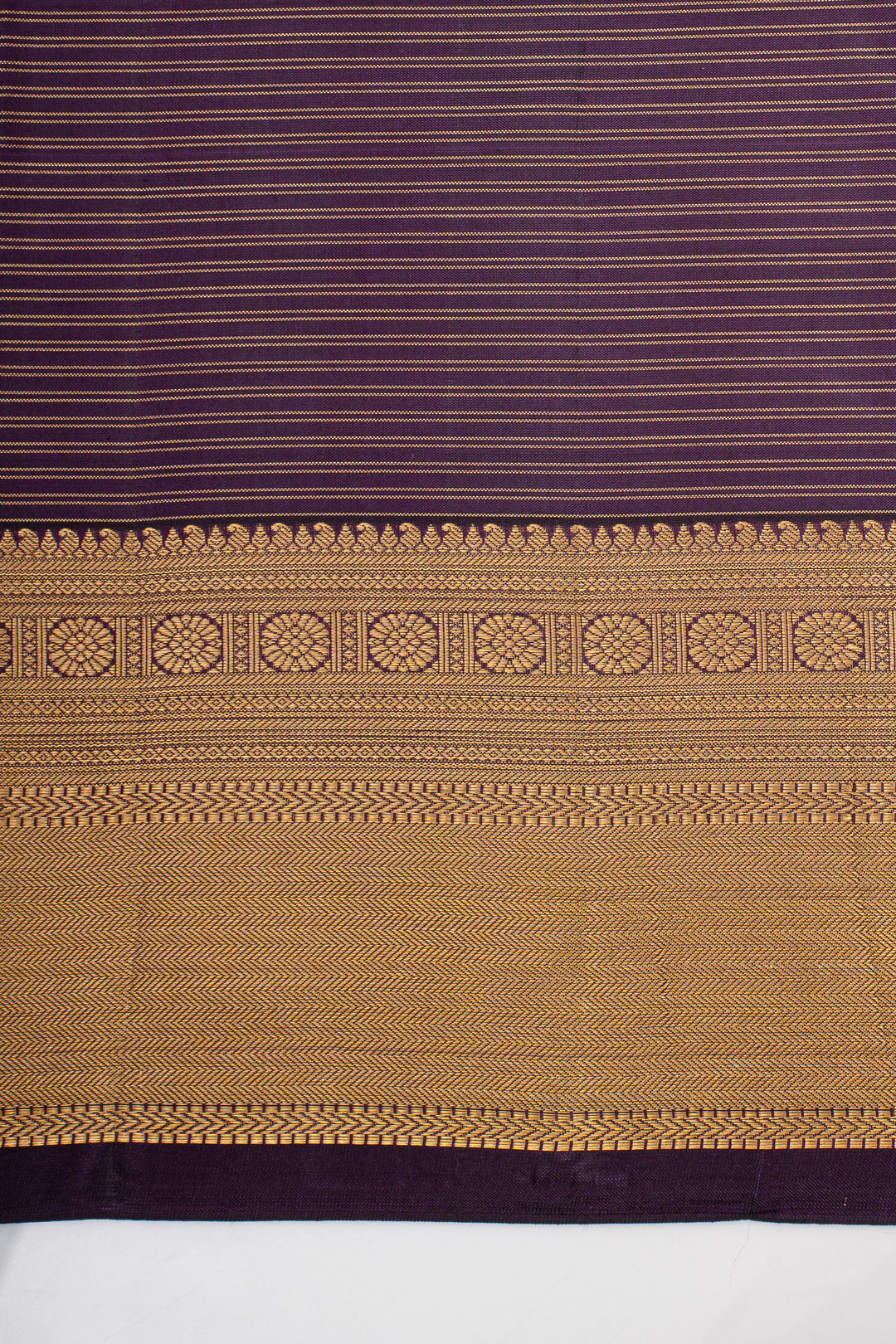 Aubergine Zari Checks Pure Kanchipuram Silk Saree