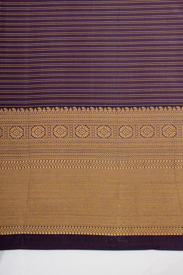 Aubergine Zari Checks Pure Kanchipuram Silk Saree