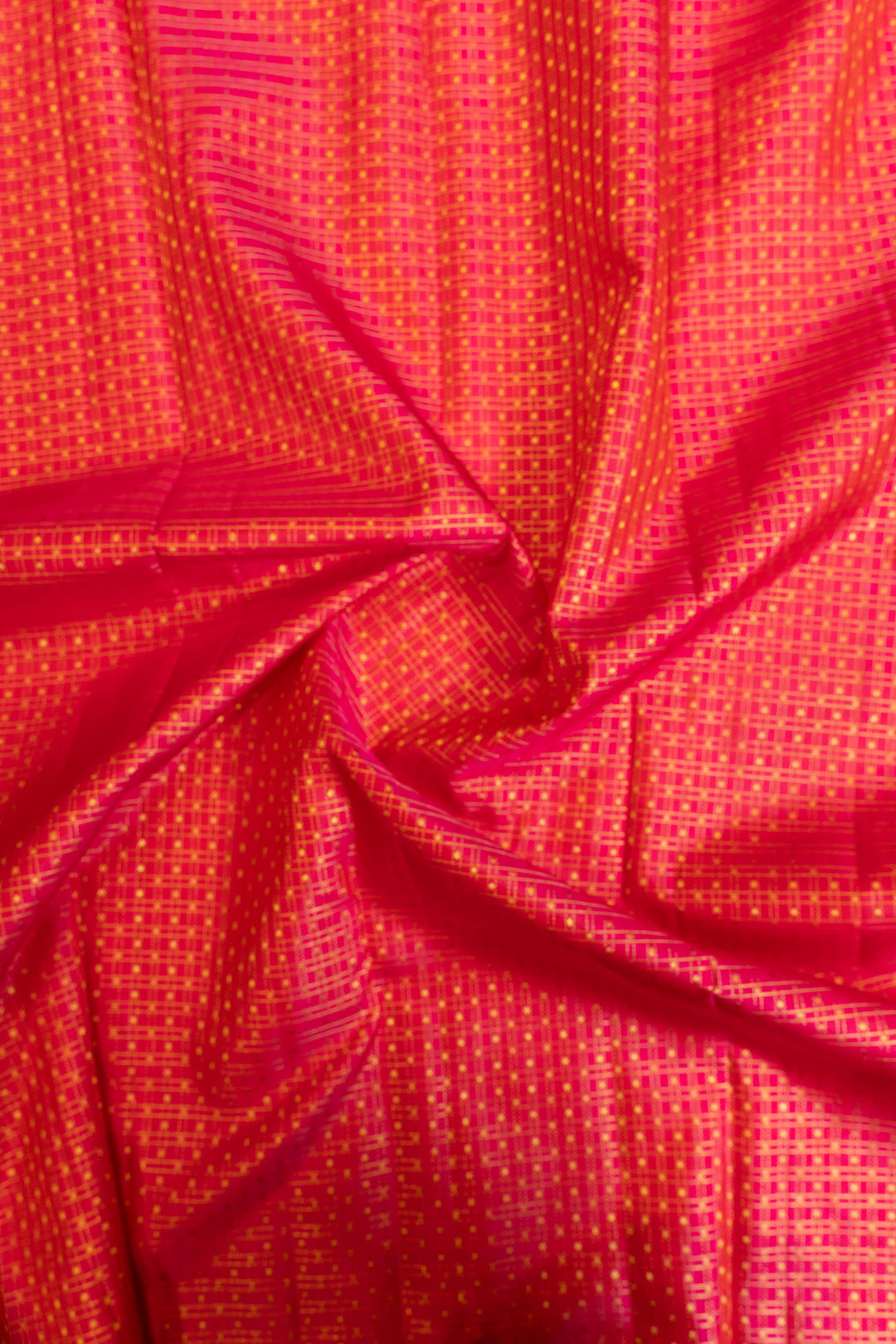 Magenta pink muthuzari checks pure Kanchipuram silk saree