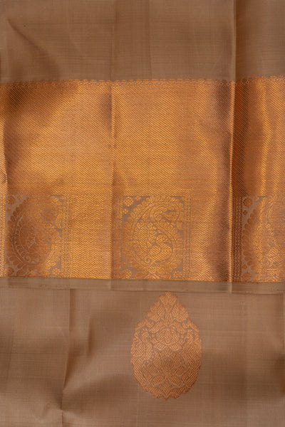 Sandcastle Beige Pure Kanchipuram Silk Saree - Clio Silks