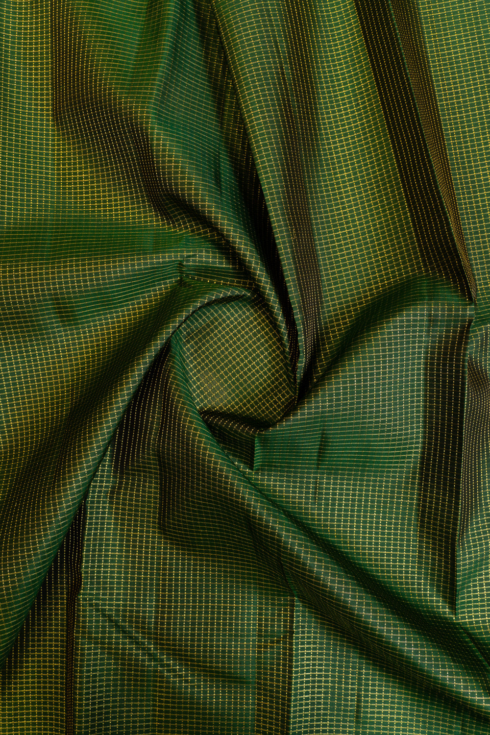 Bottle green vairaoosi checks pure Kanchipuram silk saree