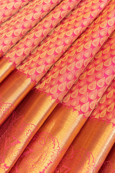 Rani pink tear drop pure Kanchipuram silk saree