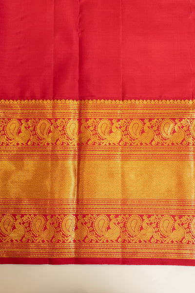 Turquoise blue and red brocade pure Kanchipuram Silk saree