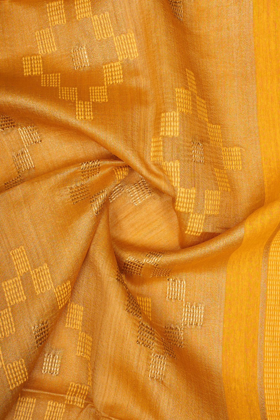 Mustard Pure Tussar Saree