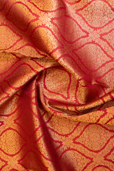 Red thilakam floral brocade pure Kanchipuram silk saree