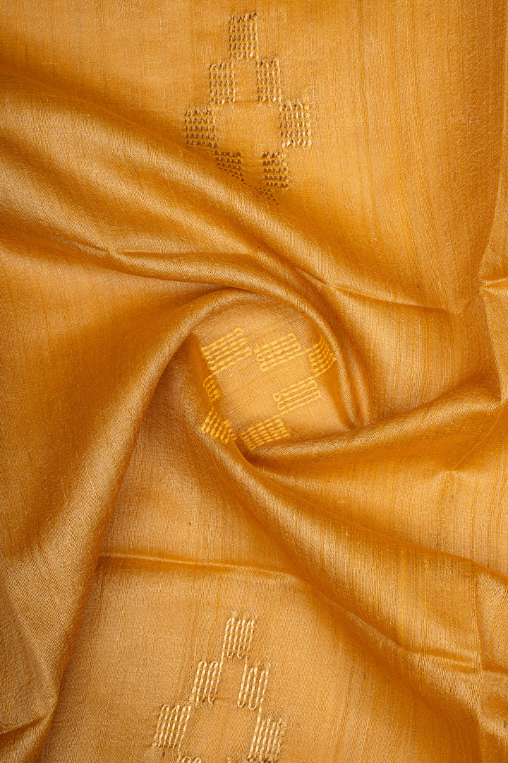 Mustard Pure Tussar Saree