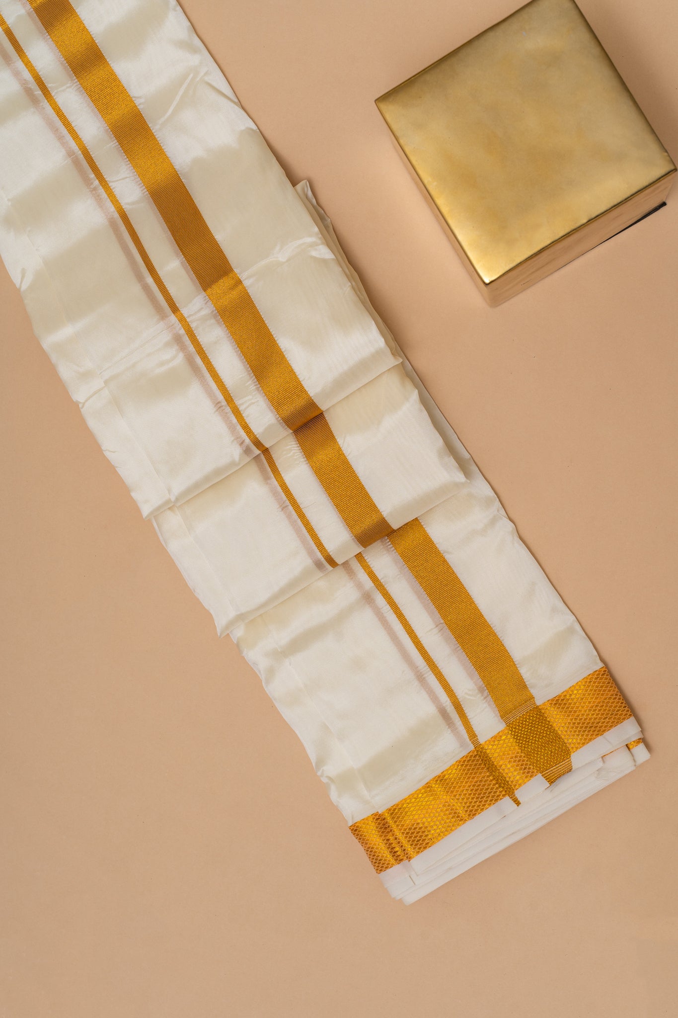 Elegant Off White Silk Dhoti for Men